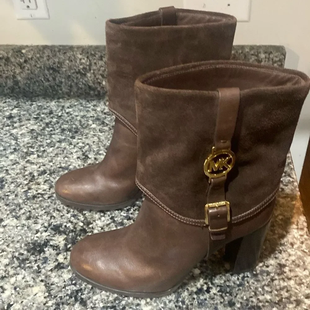 Sale! Michael Kors Heeled Ankle Boots women leather suede Sz 10